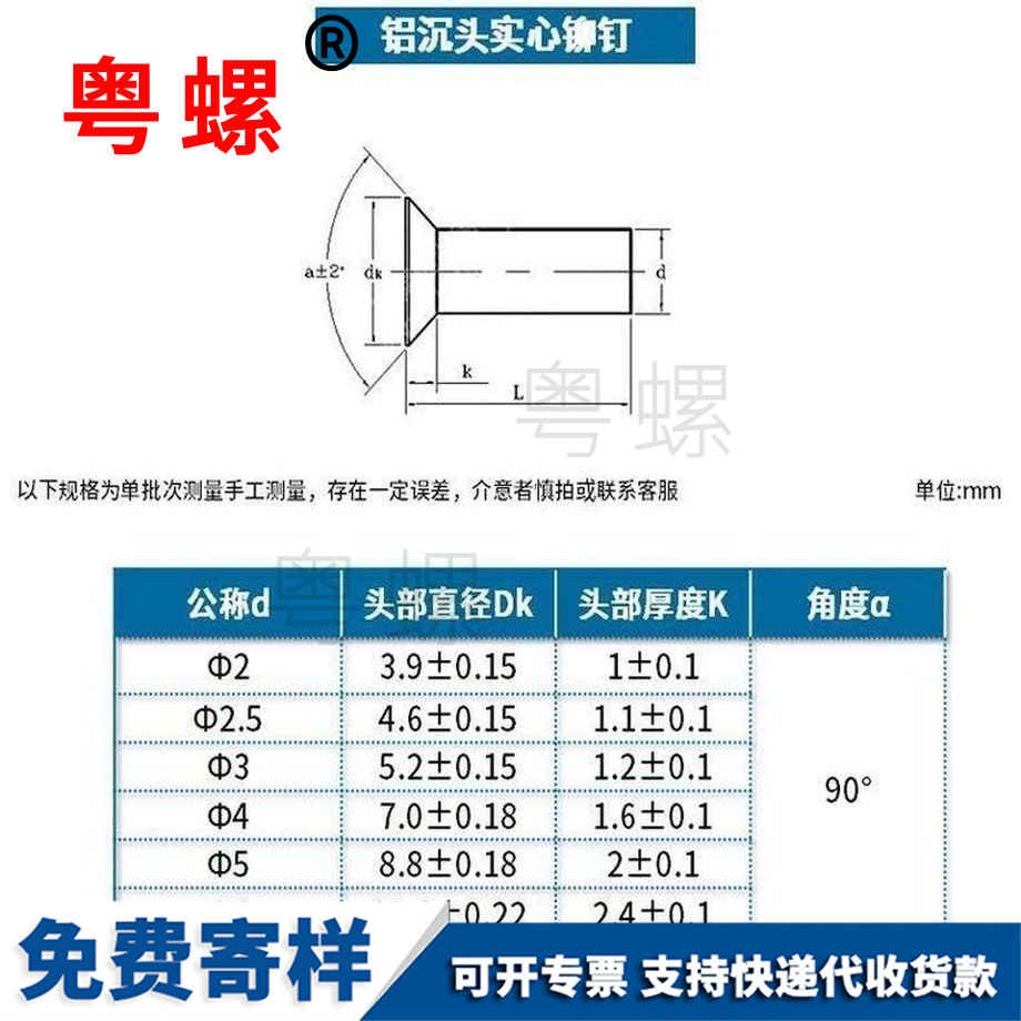 批發鋁紅河沉頭鉚釘